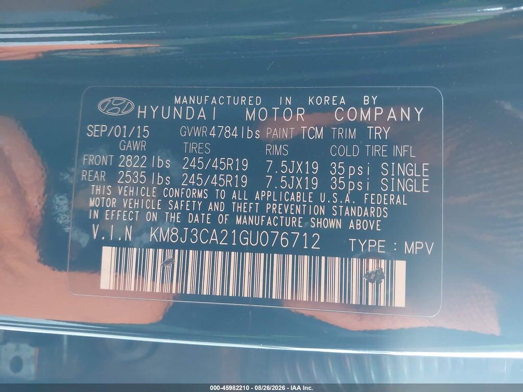 KM8J3CA21GU076712 2016 HYUNDAI TUCSON photo no. 9