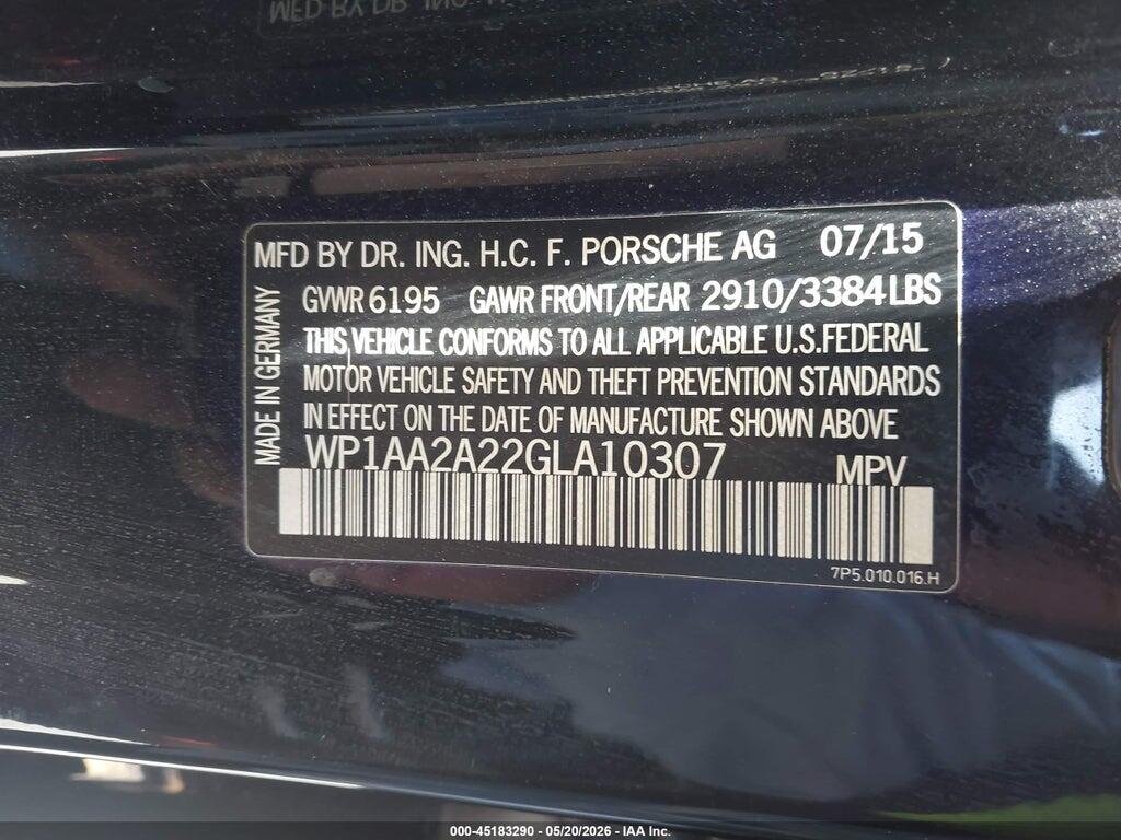 WP1AA2A22GLA10307 2016 PORSCHE CAYENNE photo no. 9