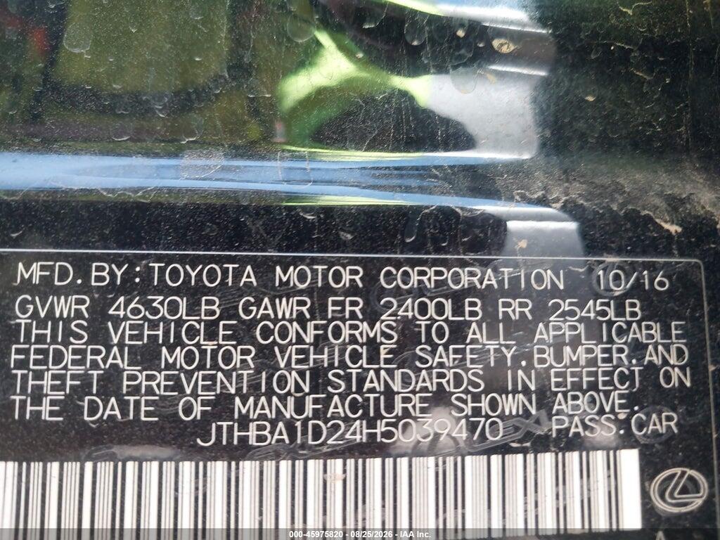 JTHBA1D24H5039470 2017 LEXUS IS 200T photo no. 9