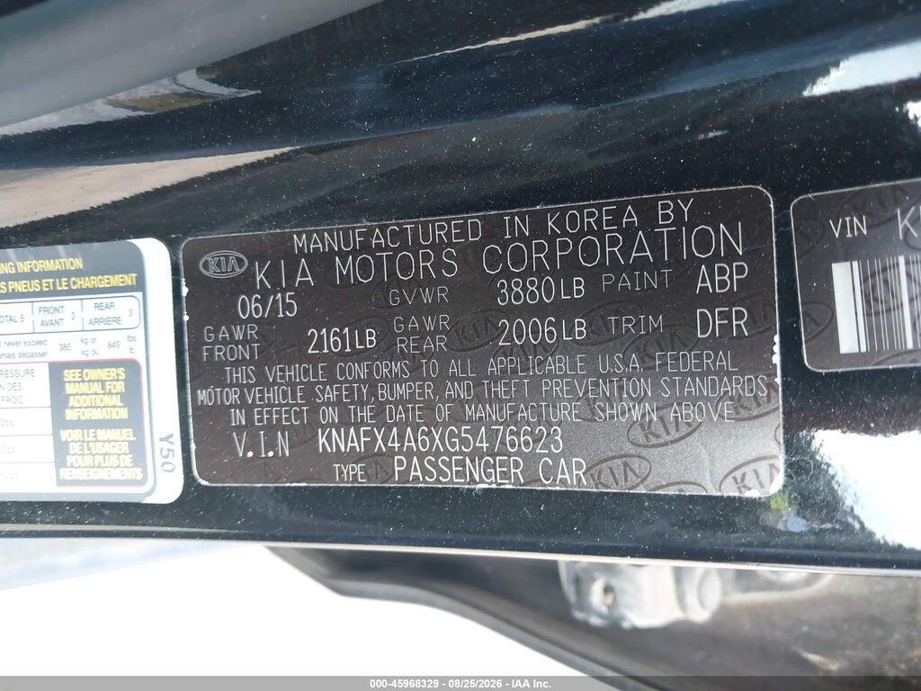 KNAFX4A6XG5476623 2016 KIA FORTE photo no. 9