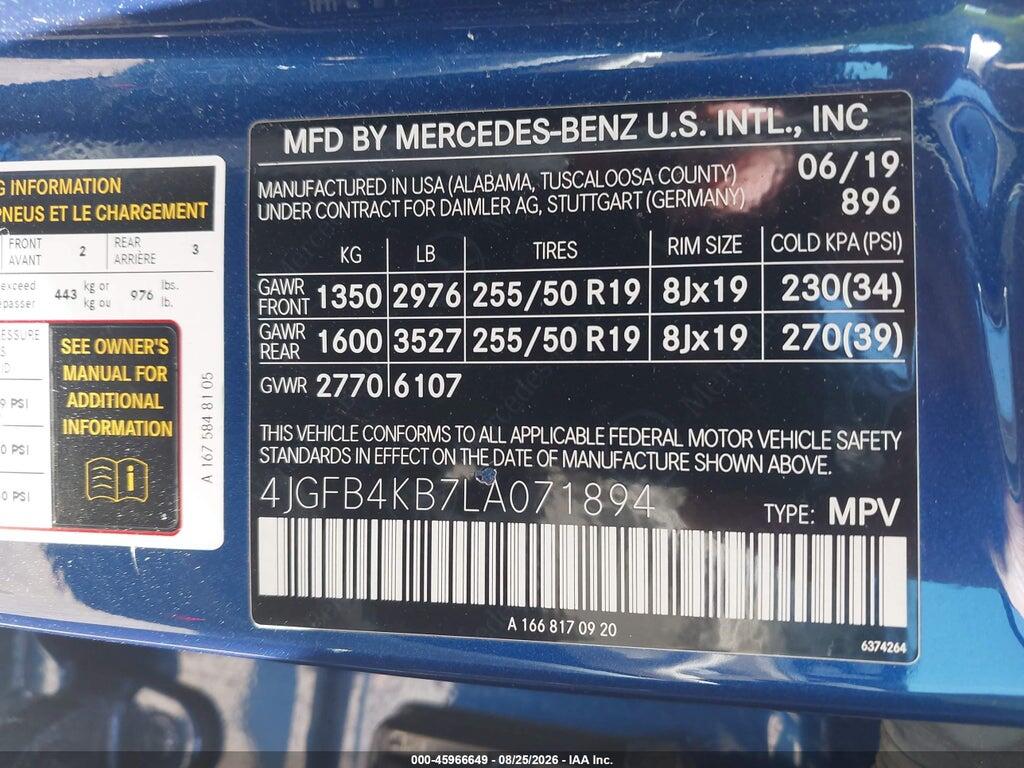 4JGFB4KB7LA071894 2020 MERCEDES-BENZ GLE 350 photo no. 9