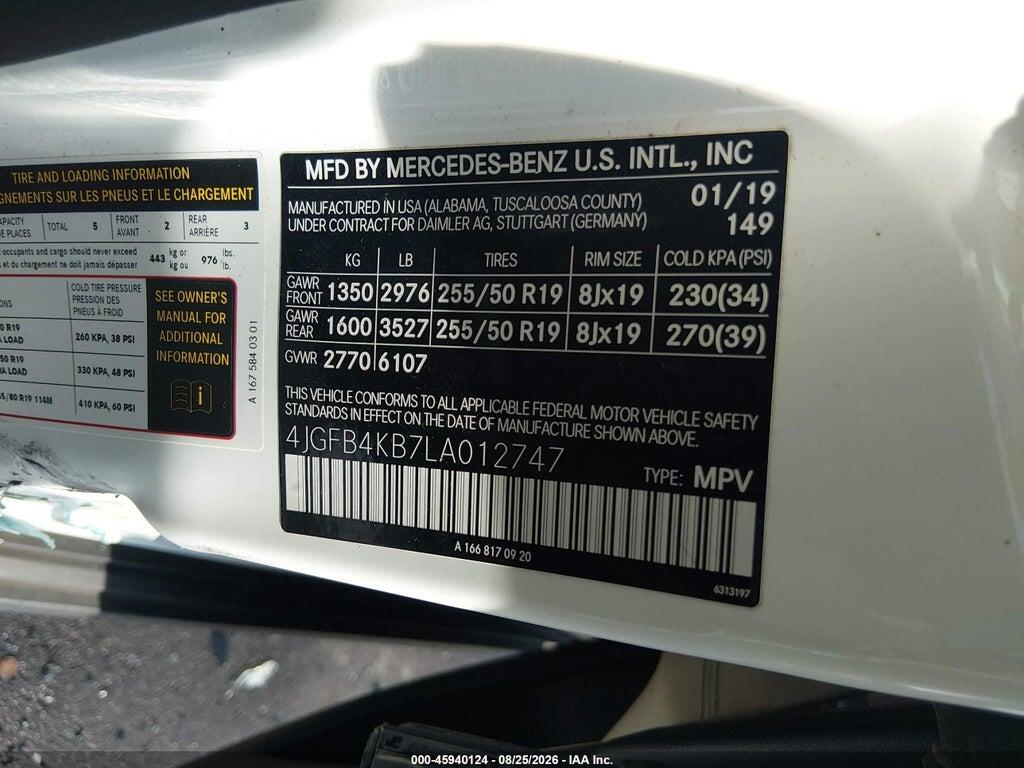 4JGFB4KB7LA012747 2020 MERCEDES-BENZ GLE 350 photo no. 9