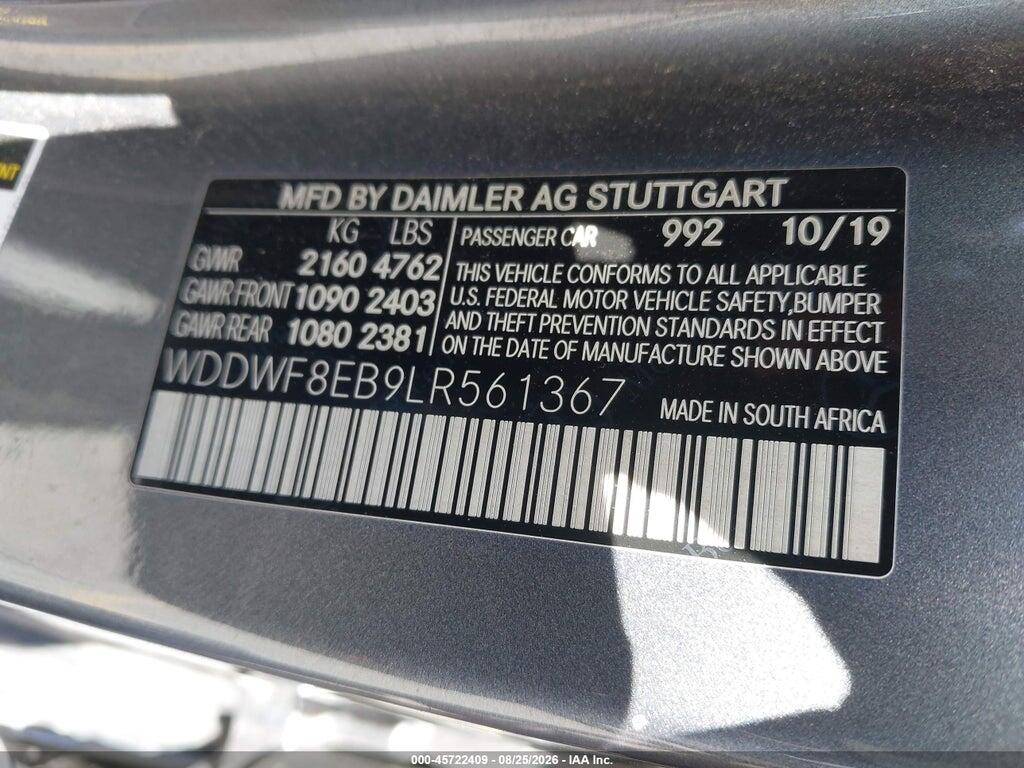 WDDWF8EB9LR561367 2020 MERCEDES-BENZ C 300 photo no. 9