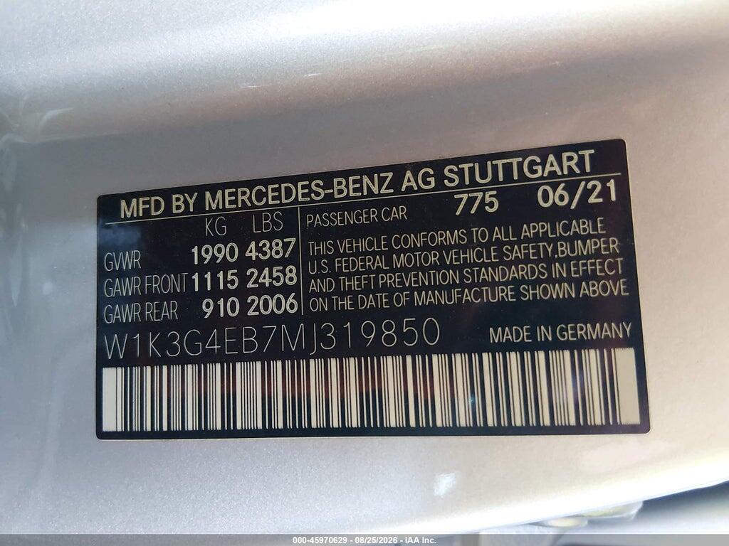 W1K3G4EB7MJ319850 2021 MERCEDES-BENZ A 220 photo no. 9
