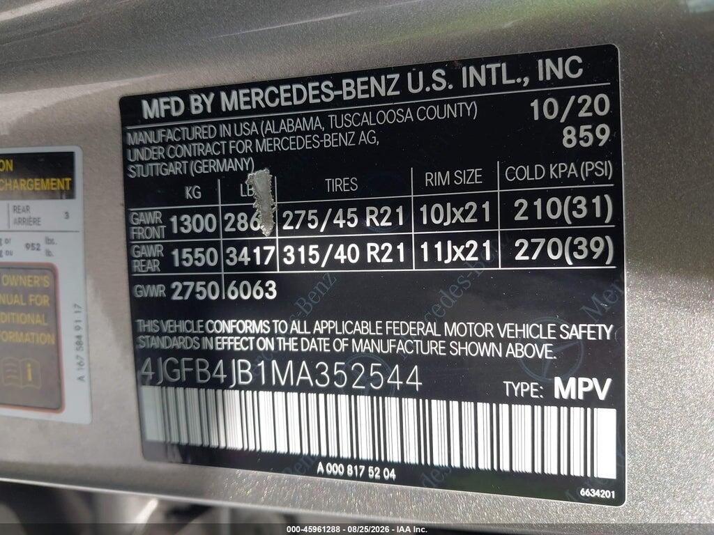 4JGFB4JB1MA352544 2021 MERCEDES-BENZ GLE 350 photo no. 9