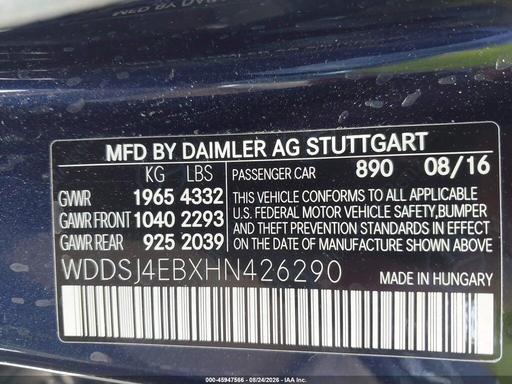 WDDSJ4EBXHN426290 2017 MERCEDES-BENZ CLA 250 photo no. 9