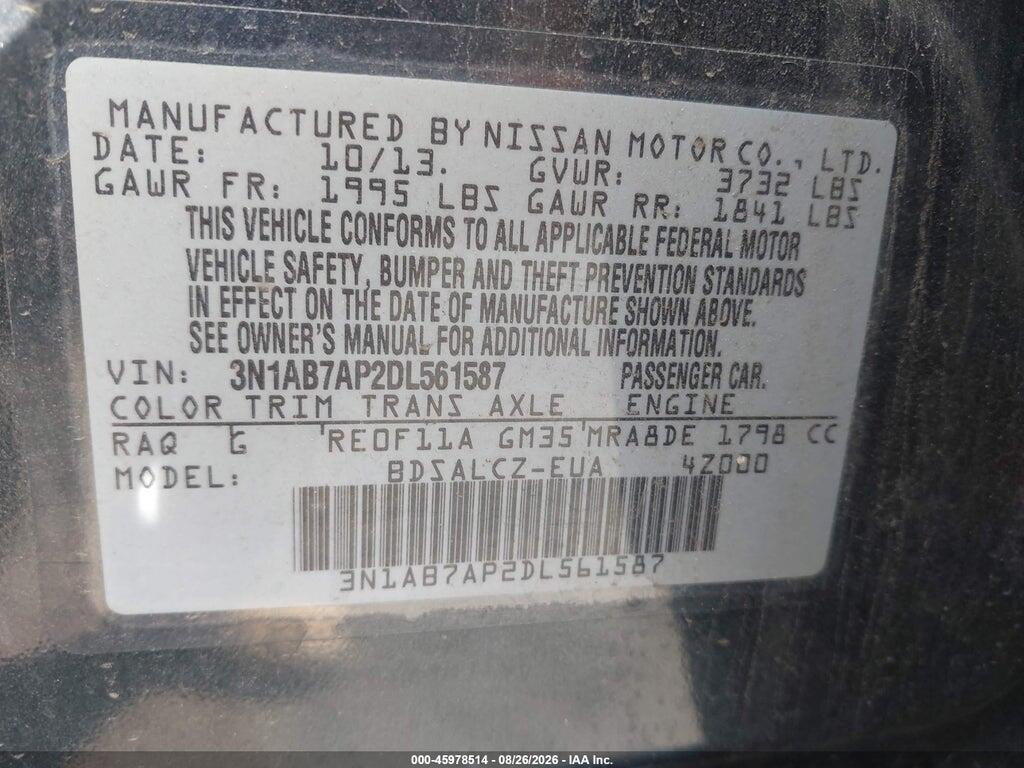 3N1AB7AP2DL561587 2013 NISSAN SENTRA photo no. 9