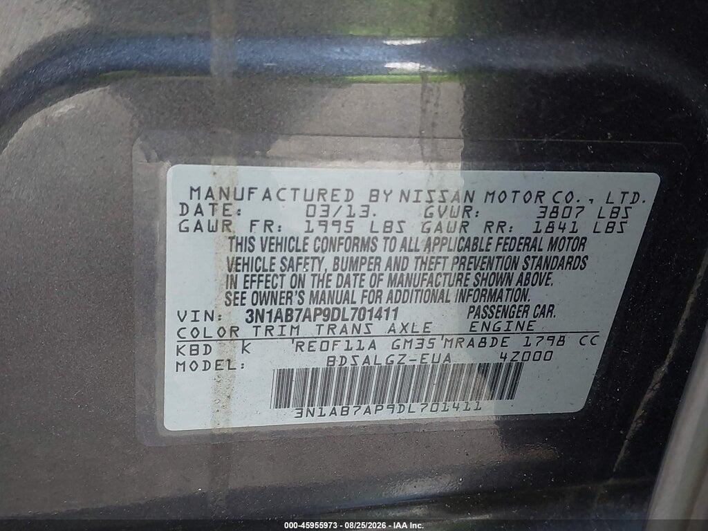 3N1AB7AP9DL701411 2013 NISSAN SENTRA photo no. 9