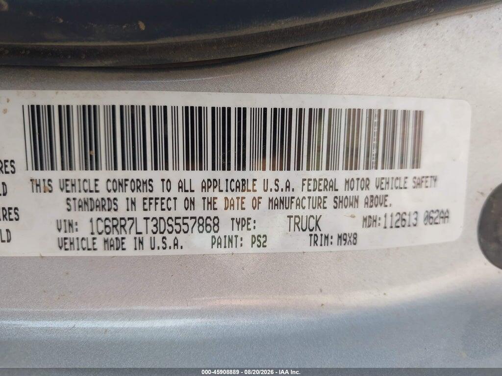 1C6RR7LT3DS557868 2013 RAM 1500 photo no. 9