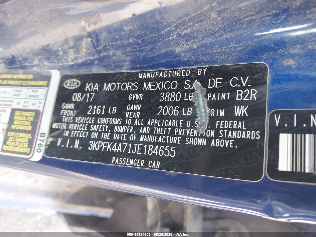 3KPFK4A71JE184655 2018 KIA FORTE photo no. 9