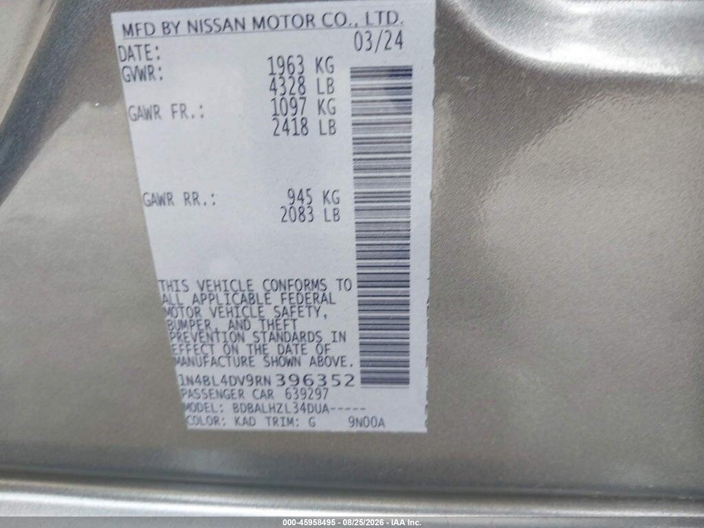 1N4BL4DV9RN396352 2024 NISSAN ALTIMA photo no. 9