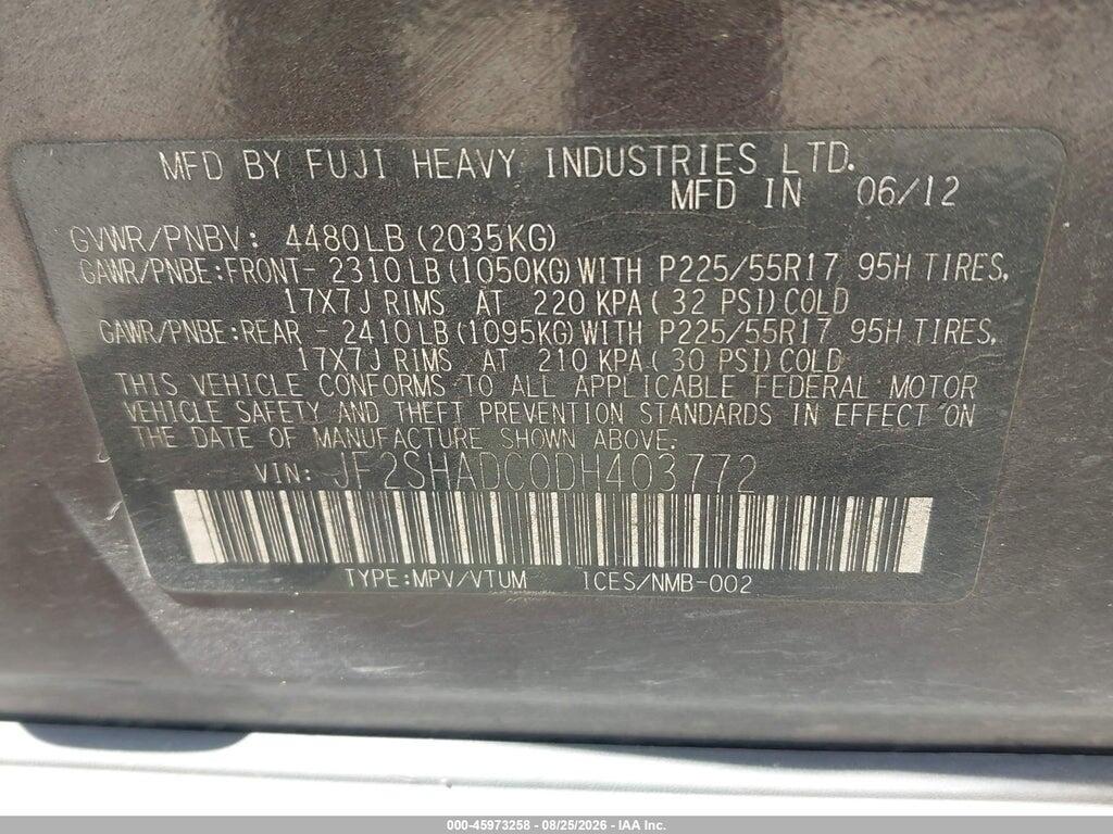 JF2SHADC0DH403772 2013 SUBARU FORESTER photo no. 9