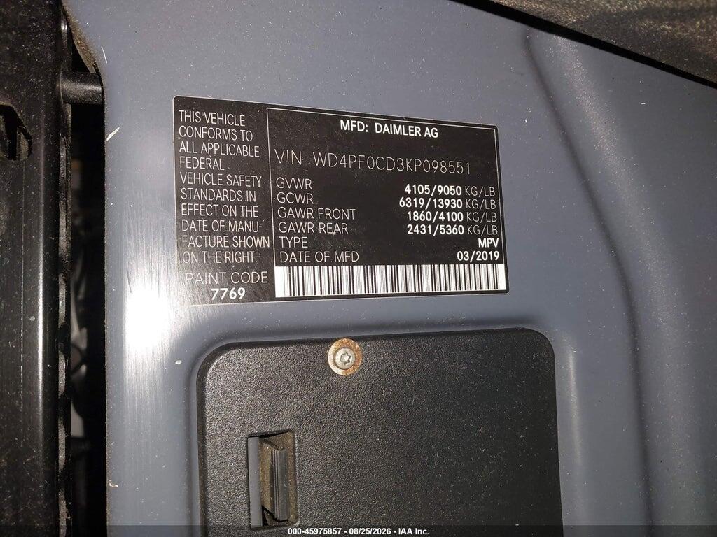 WD4PF0CD3KP098551 2019 MERCEDES-BENZ SPRINTER 2500 photo no. 9