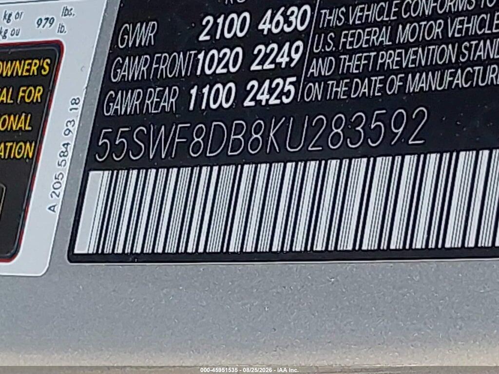 55SWF8DB8KU283592 2019 MERCEDES-BENZ C 300 photo no. 9