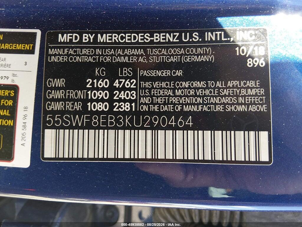 55SWF8EB3KU290464 2019 MERCEDES-BENZ C 300 photo no. 9