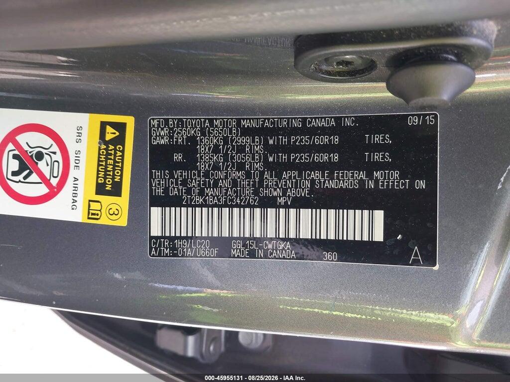 2T2BK1BA3FC342762 2015 LEXUS RX 350 photo no. 9