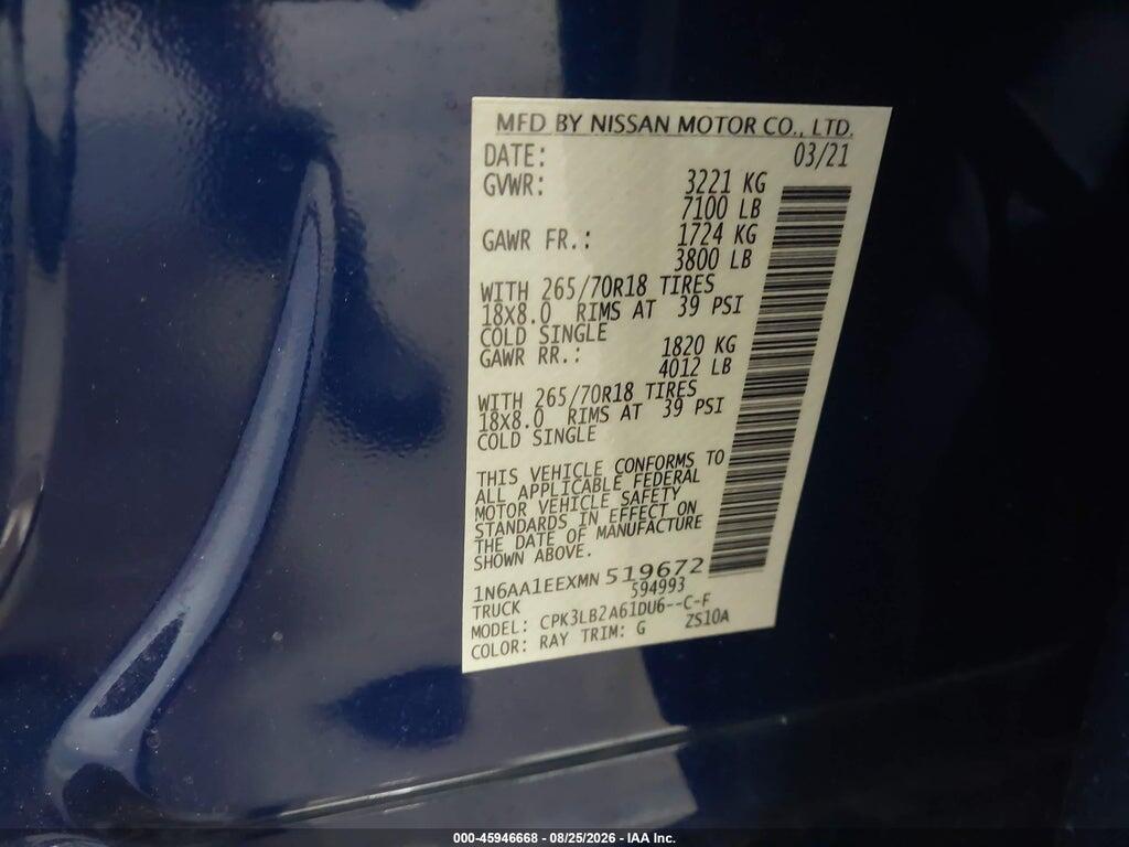 1N6AA1EEXMN519672 2021 NISSAN TITAN photo no. 9