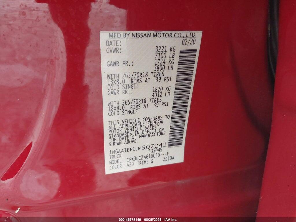 1N6AA1EF1LN507241 2020 NISSAN TITAN photo no. 9