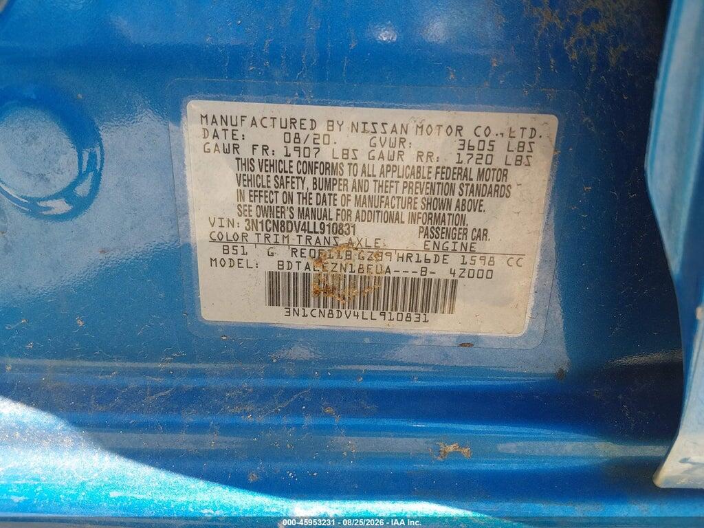 3N1CN8DV4LL910831 2020 NISSAN VERSA photo no. 9