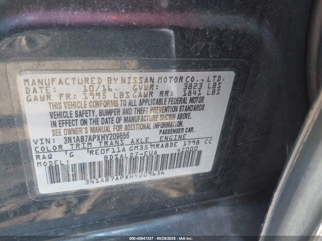 3N1AB7APXHY209656 2017 NISSAN SENTRA photo no. 9
