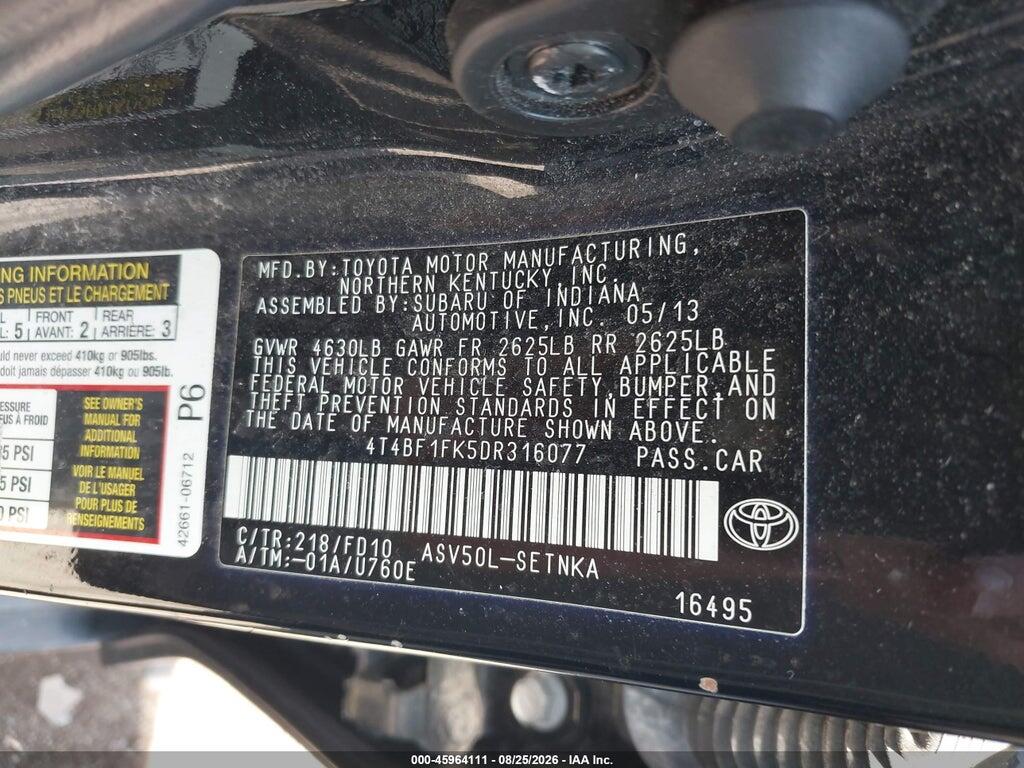 4T4BF1FK5DR316077 2013 TOYOTA CAMRY photo no. 9