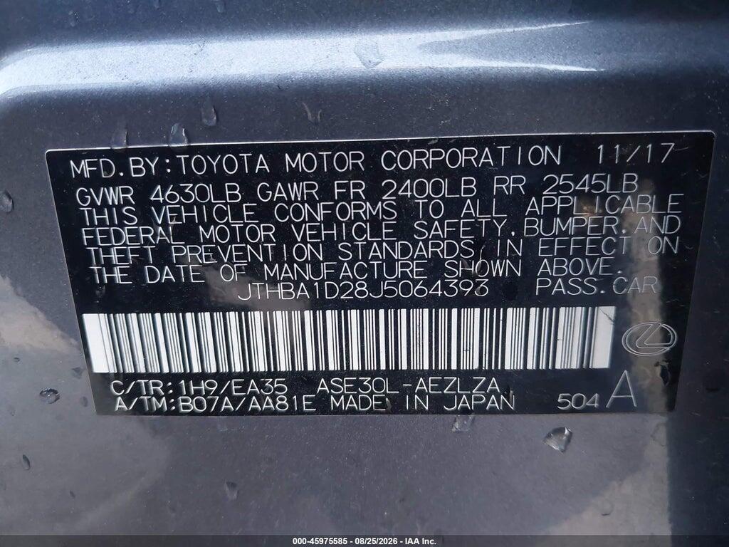 JTHBA1D28J5064393 2018 LEXUS IS 300 photo no. 9
