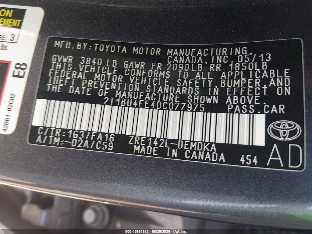 2T1BU4EE4DC077975 2013 TOYOTA COROLLA photo no. 9