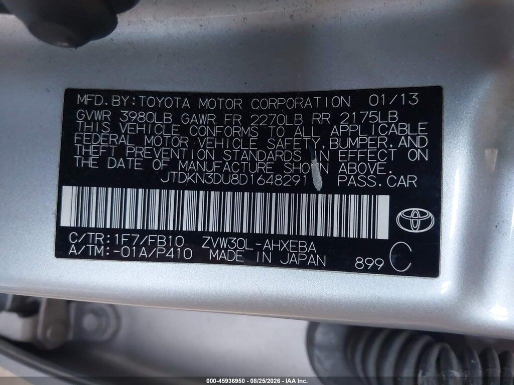 JTDKN3DU8D1648291 2013 TOYOTA PRIUS photo no. 9