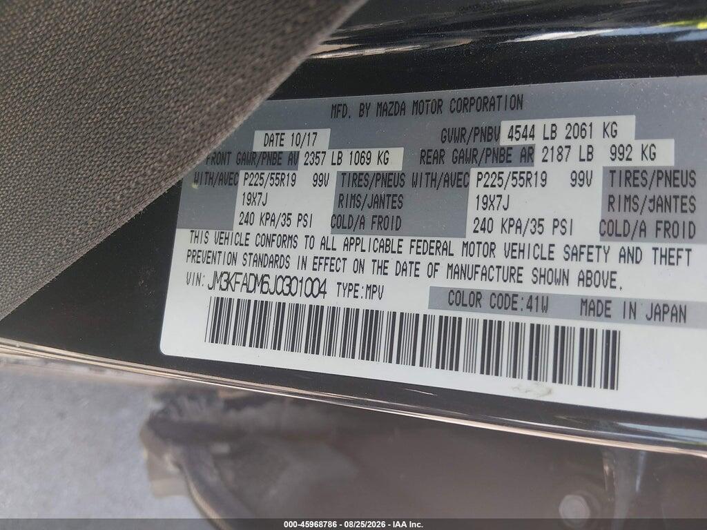 JM3KFADM6J0301004 2018 MAZDA CX-5 photo no. 9