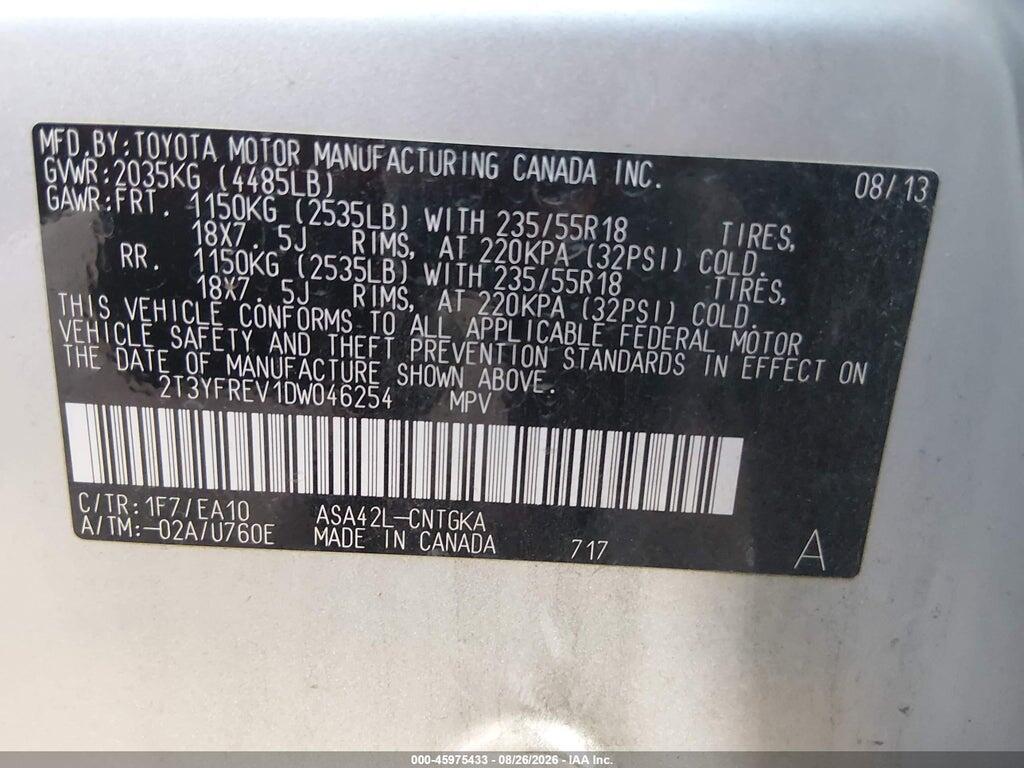 2T3YFREV1DW046254 2013 TOYOTA RAV4 photo no. 9