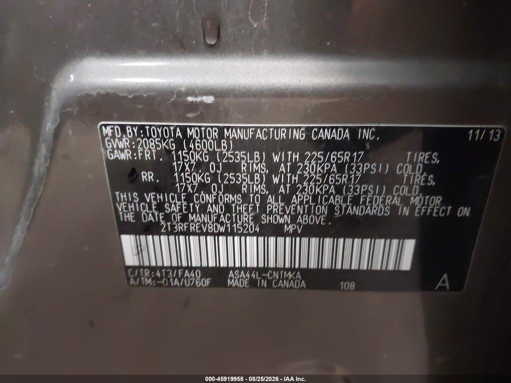 2T3RFREV8DW115204 2013 TOYOTA RAV4 photo no. 9