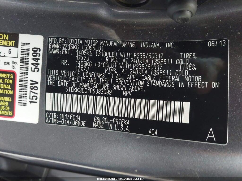 5TDKK3DC1DS383099 2013 TOYOTA SIENNA photo no. 9