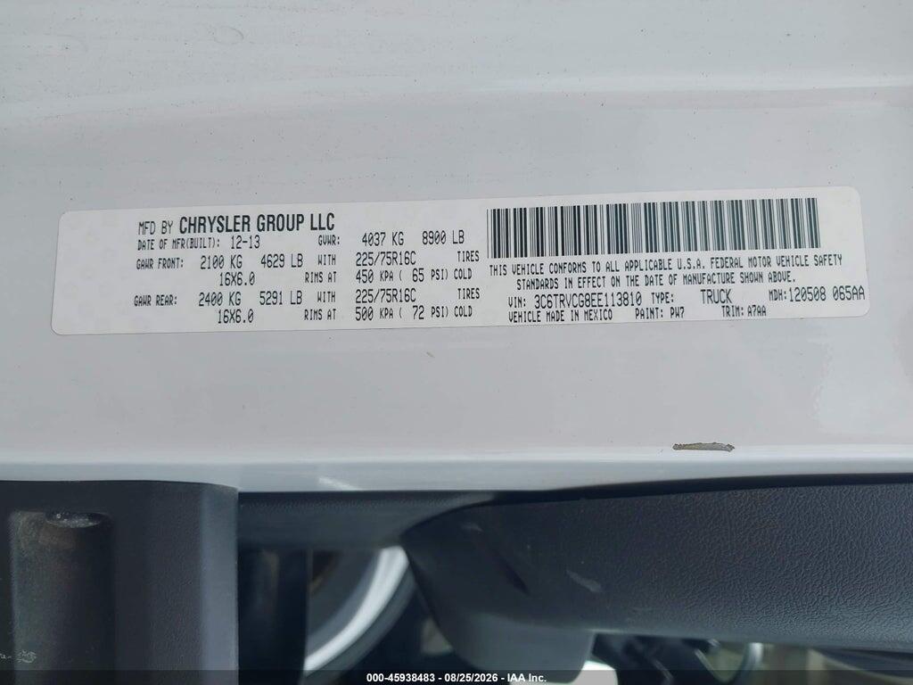 3C6TRVCG8EE113810 2014 RAM PROMASTER 2500 photo no. 9