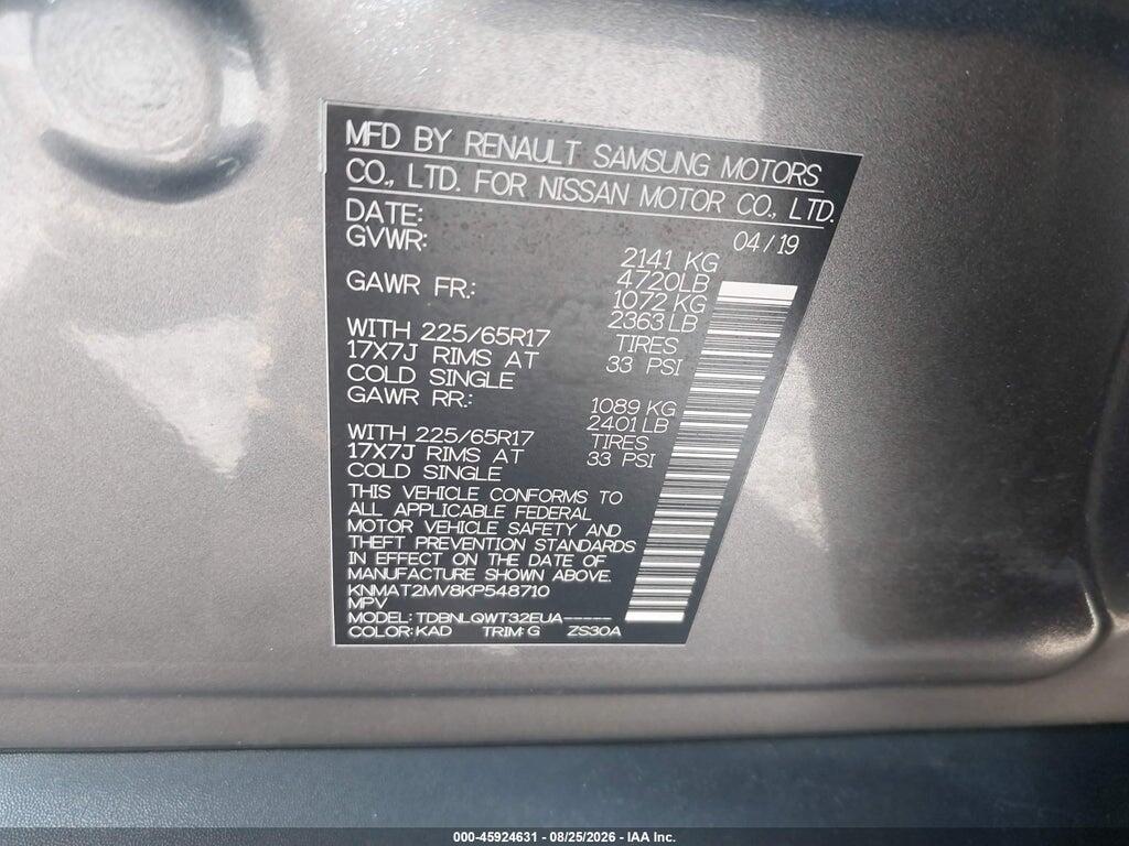 KNMAT2MV8KP548710 2019 NISSAN ROGUE photo no. 9