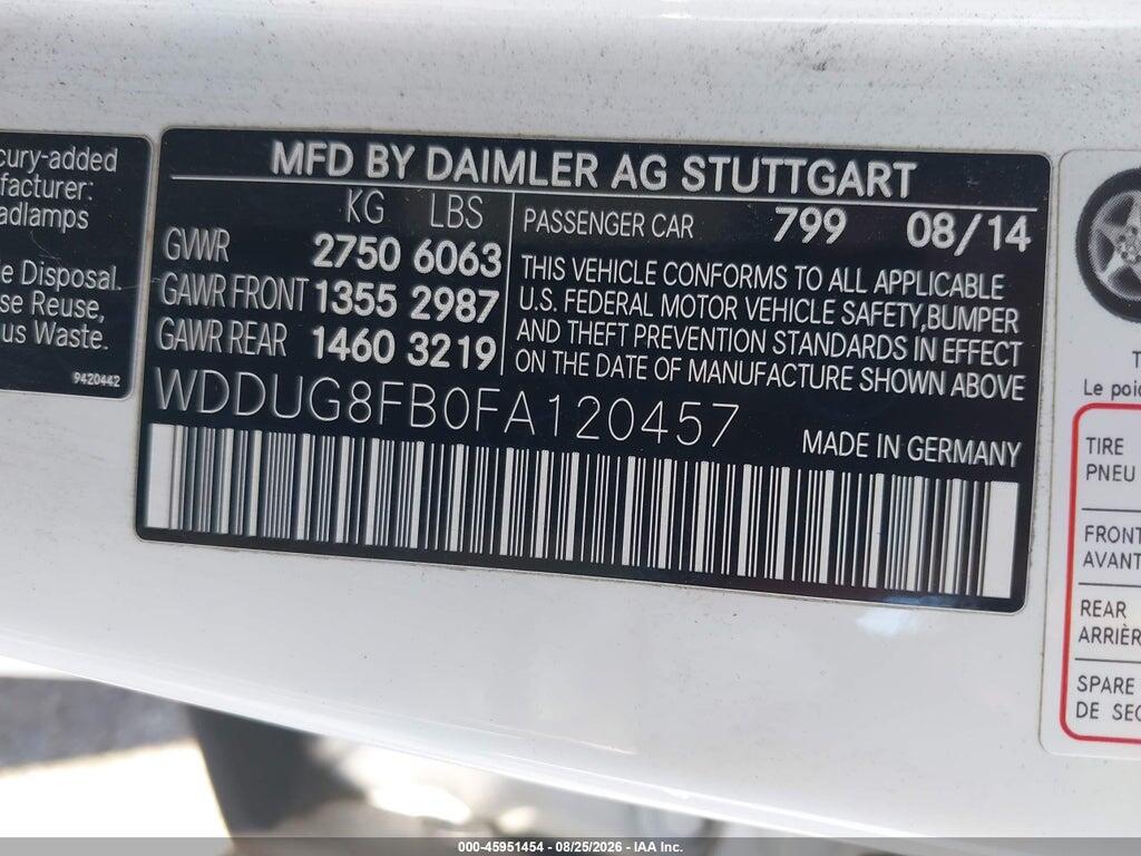 WDDUG8FB0FA120457 2015 MERCEDES-BENZ S 550 photo no. 9
