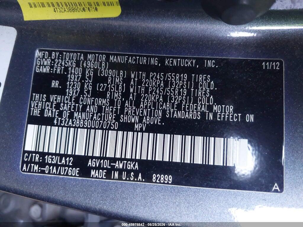 4T3ZA3BB9DU070750 2013 TOYOTA VENZA photo no. 9