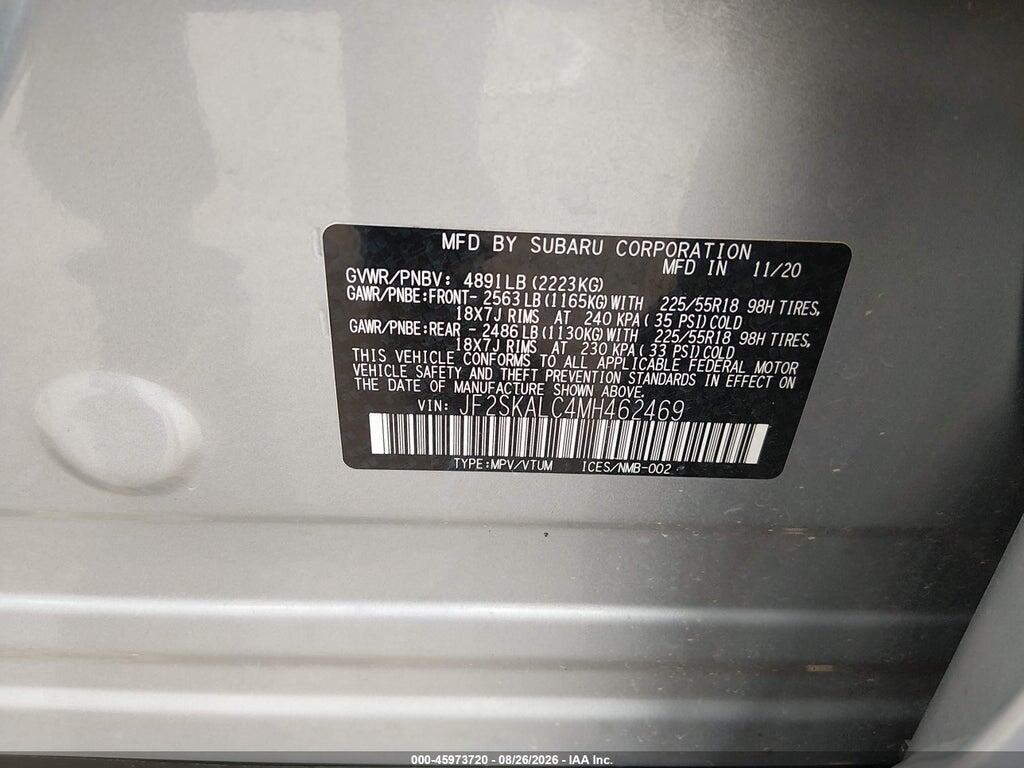 JF2SKALC4MH462469 2021 SUBARU FORESTER photo no. 9