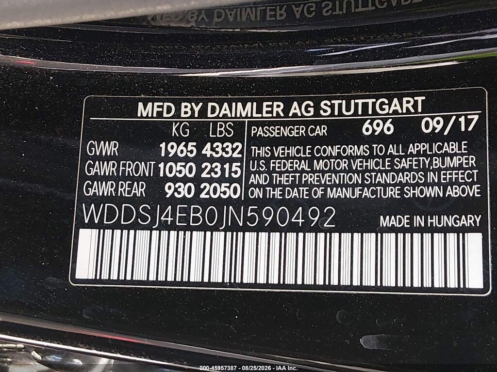 WDDSJ4EB0JN590492 2018 MERCEDES-BENZ CLA 250 photo no. 9