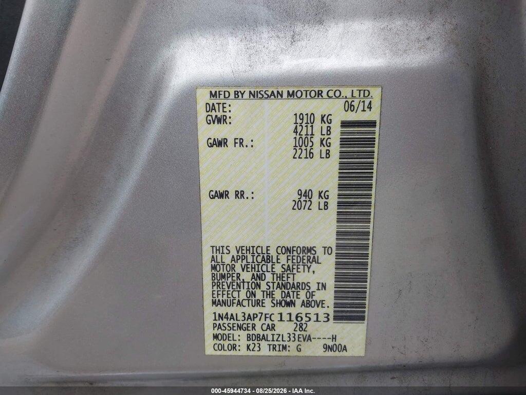 1N4AL3AP7FC116513 2015 NISSAN ALTIMA photo no. 9