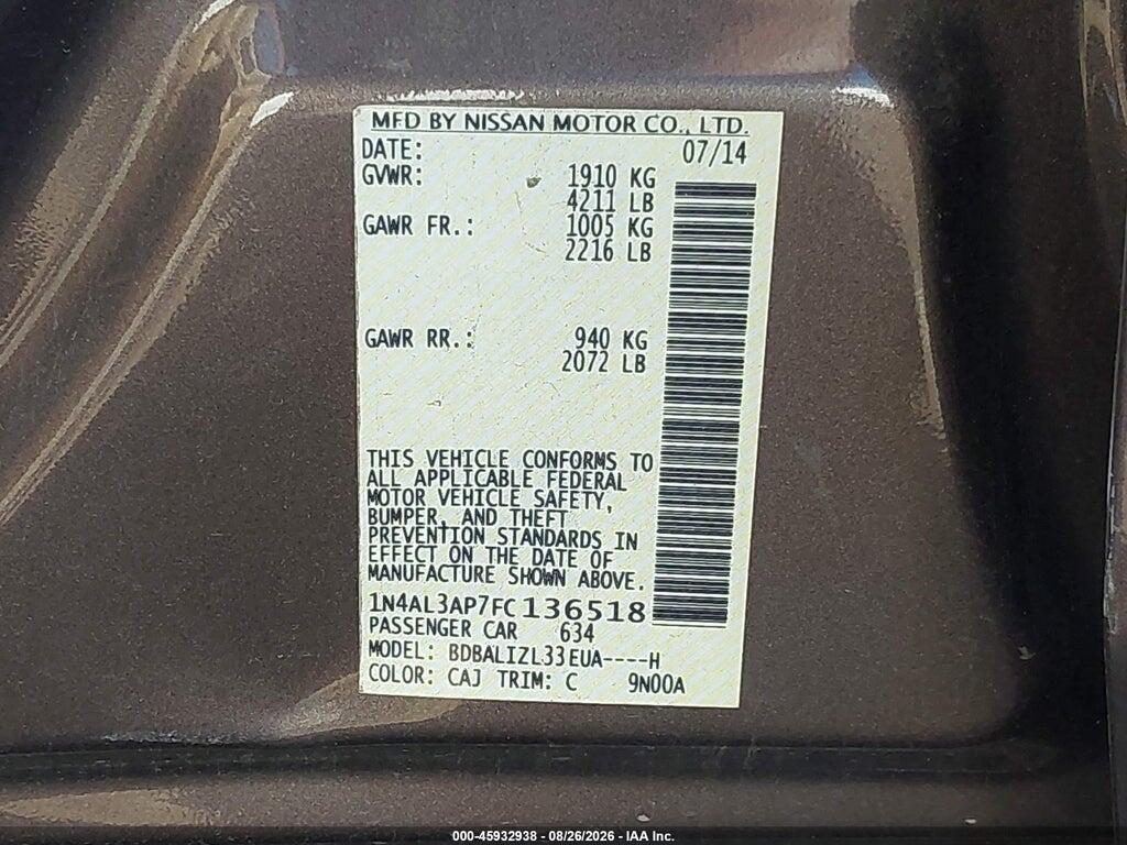 1N4AL3AP7FC136518 2015 NISSAN ALTIMA photo no. 9