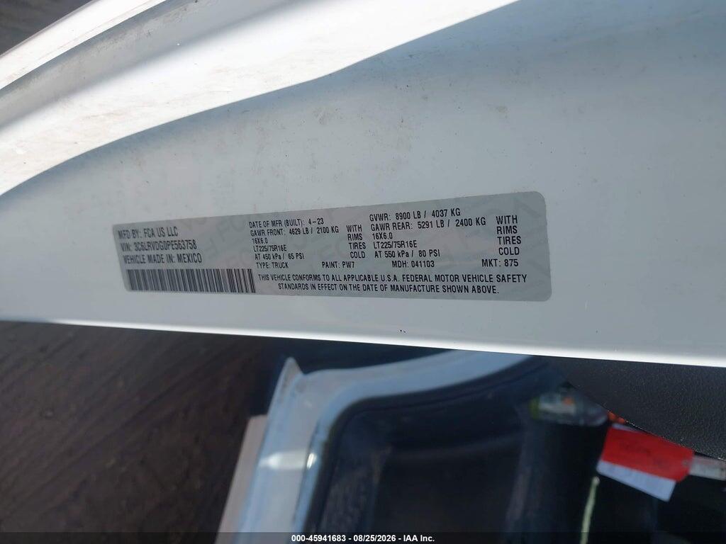 3C6LRVDG0PE563758 2023 RAM PROMASTER 2500 photo no. 9