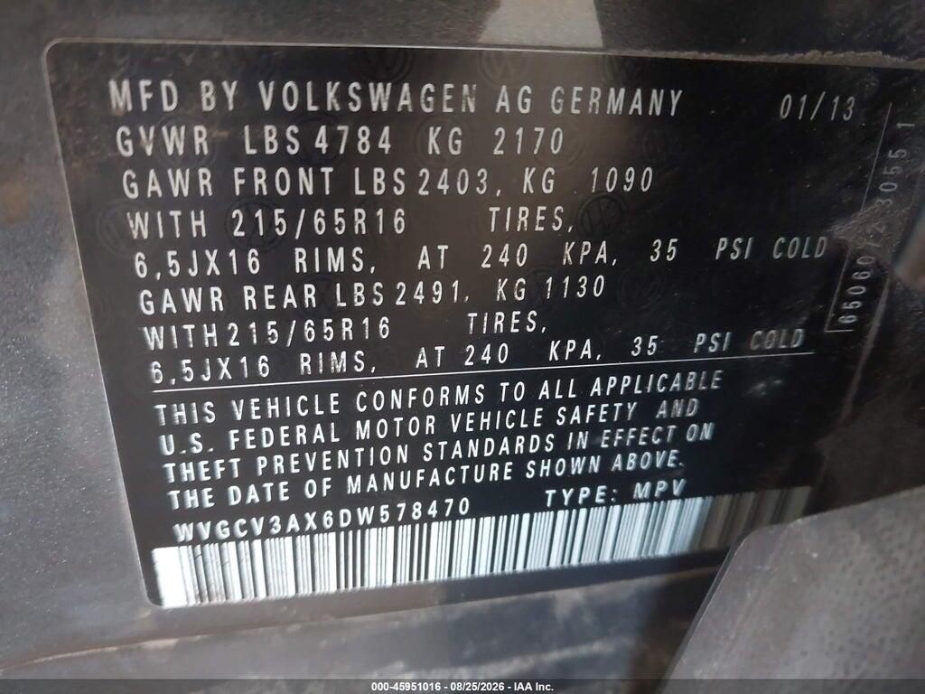 WVGCV3AX6DW578470 2013 VOLKSWAGEN TIGUAN photo no. 9
