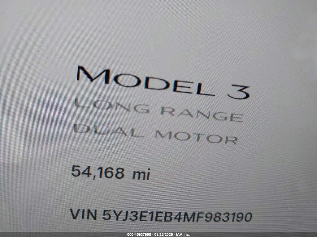 5YJ3E1EB4MF983190 2021 TESLA MODEL 3 photo no. 7