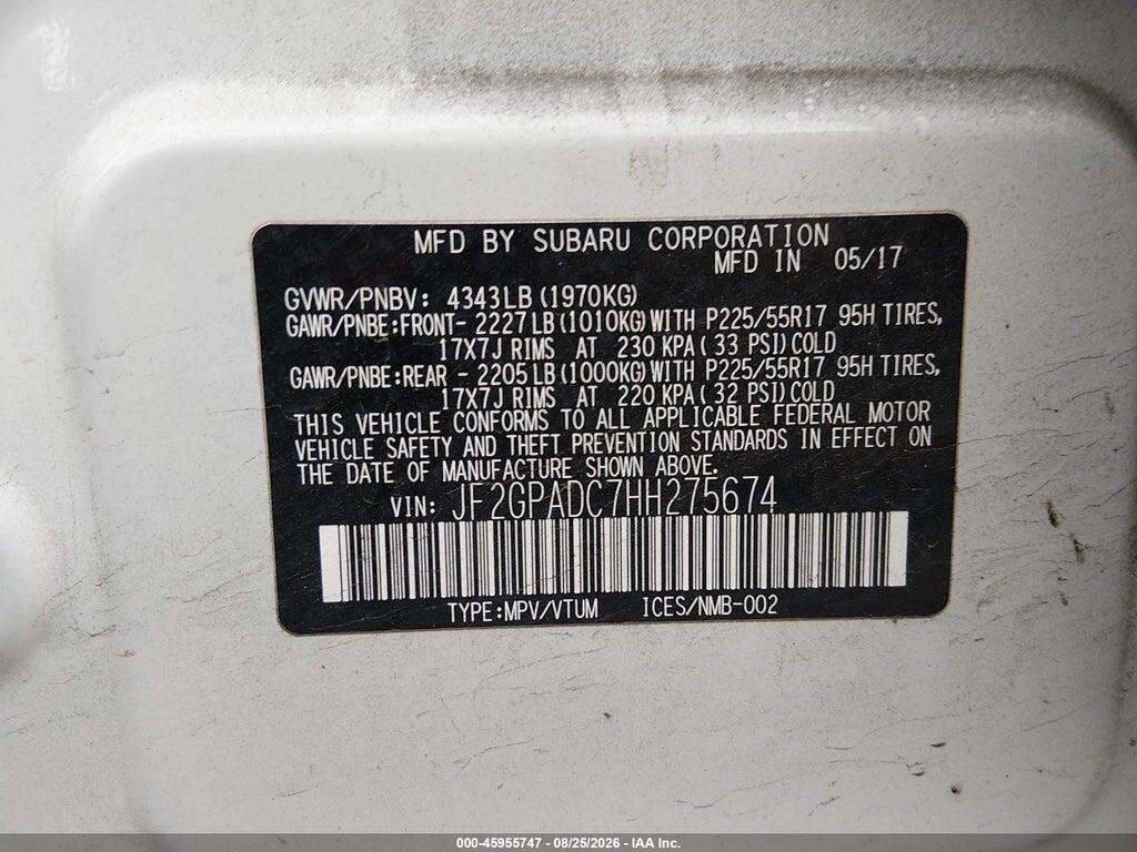 JF2GPADC7HH275674 2017 SUBARU CROSSTREK photo no. 9