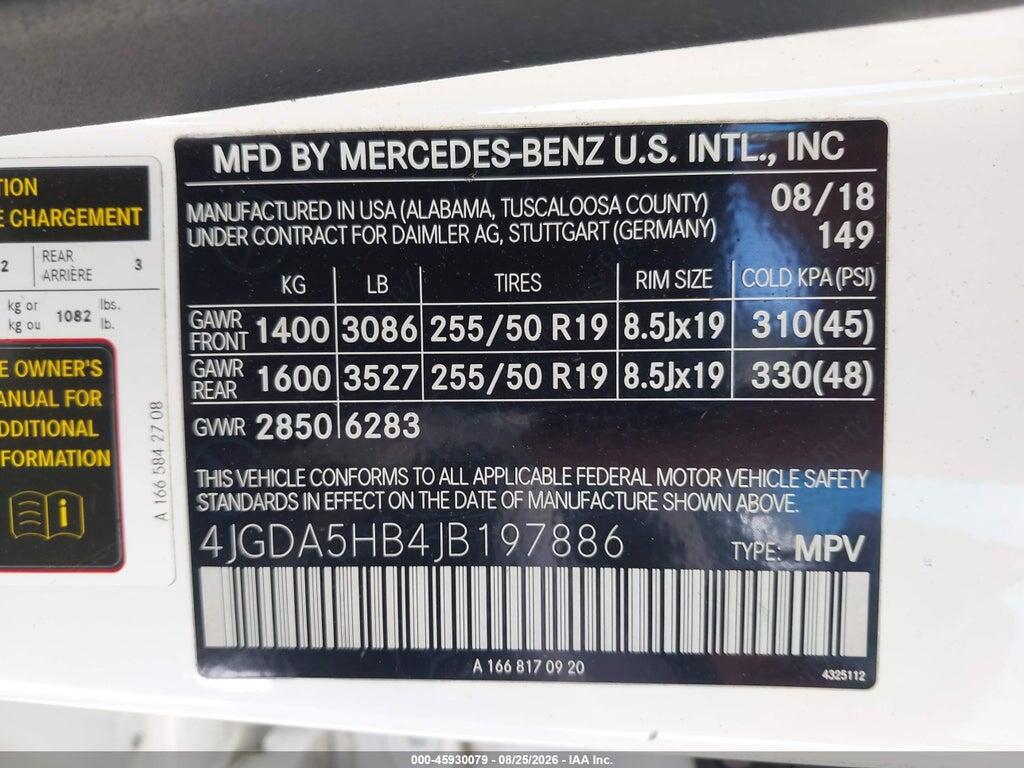 4JGDA5HB4JB197886 2018 MERCEDES-BENZ GLE 350 photo no. 9