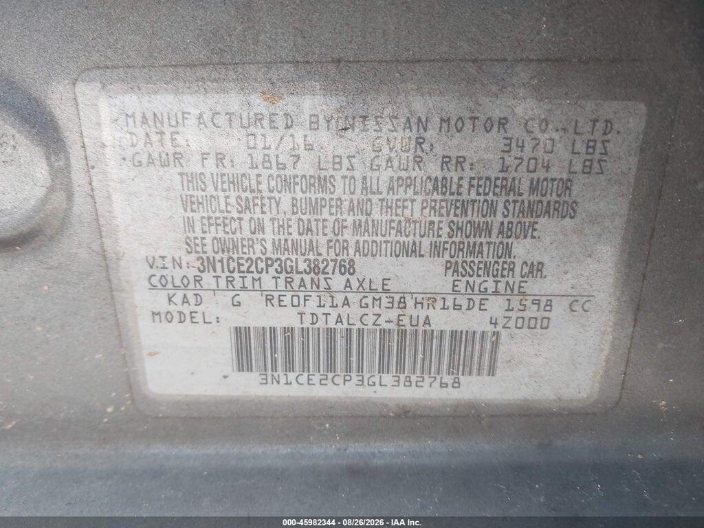 3N1CE2CP3GL382768 2016 NISSAN VERSA NOTE photo no. 9