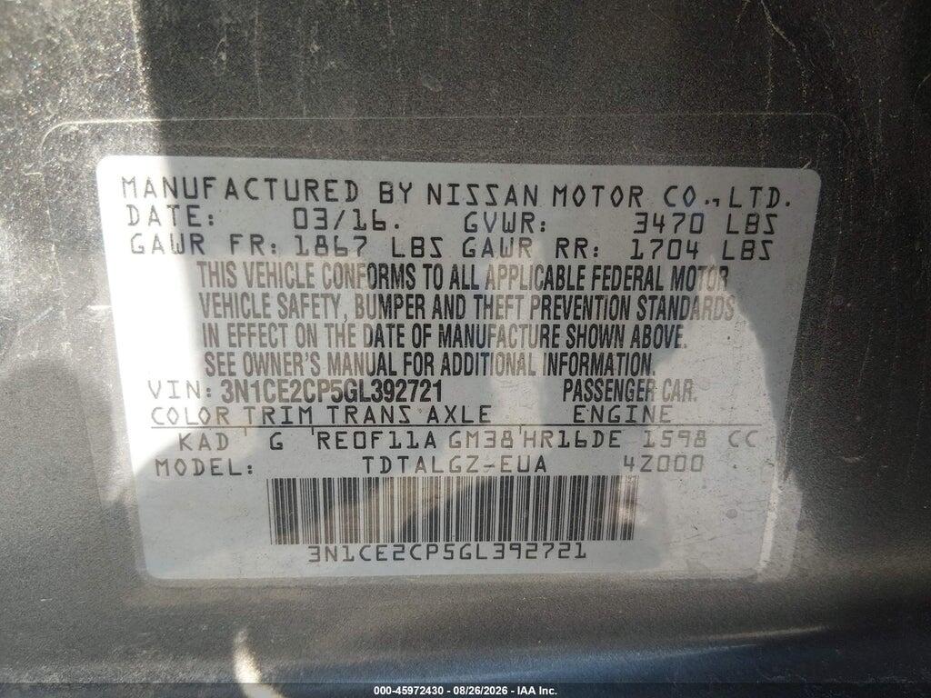 3N1CE2CP5GL392721 2016 NISSAN VERSA NOTE photo no. 9