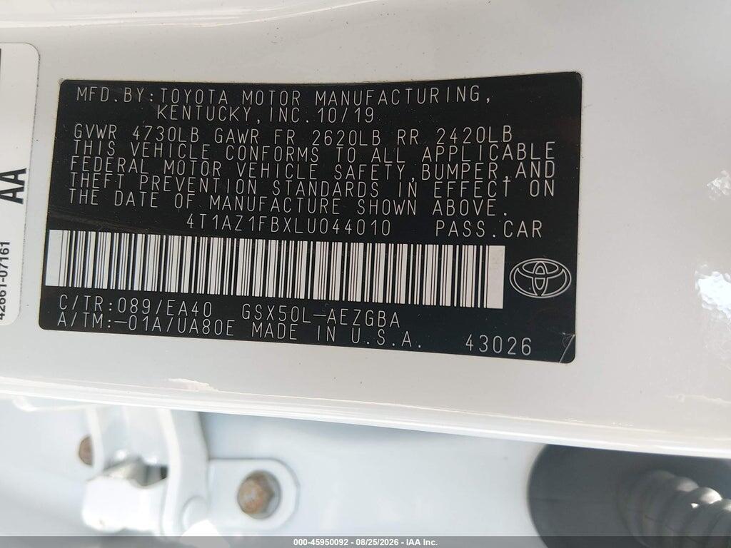 4T1AZ1FBXLU044010 2020 TOYOTA AVALON photo no. 9