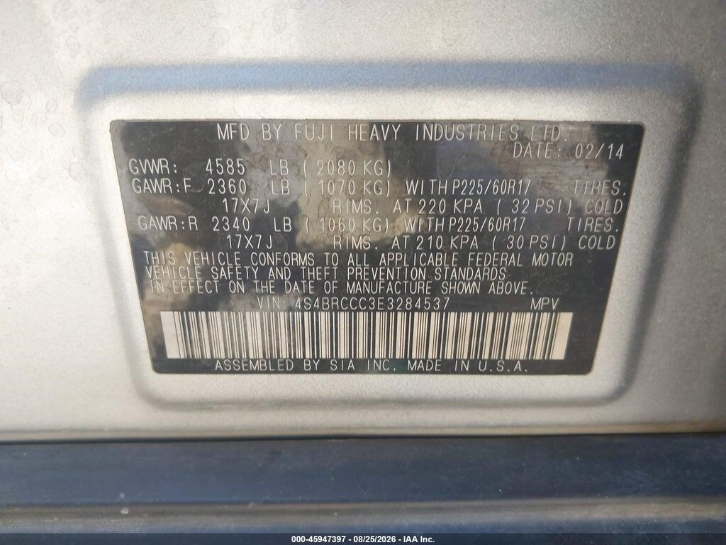 4S4BRCCC3E3284537 2014 SUBARU OUTBACK photo no. 9