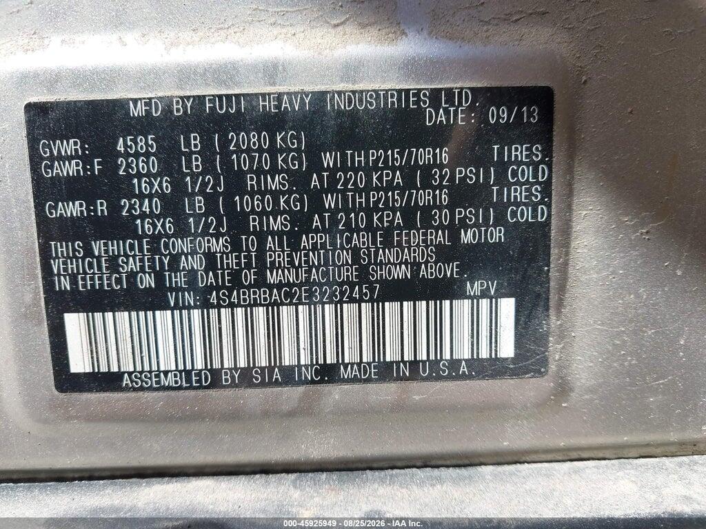 4S4BRBAC2E3232457 2014 SUBARU OUTBACK photo no. 9